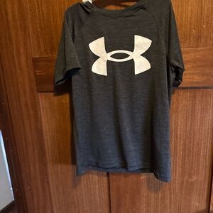 Under Armour Kids Dark Gray Tee with White Logo